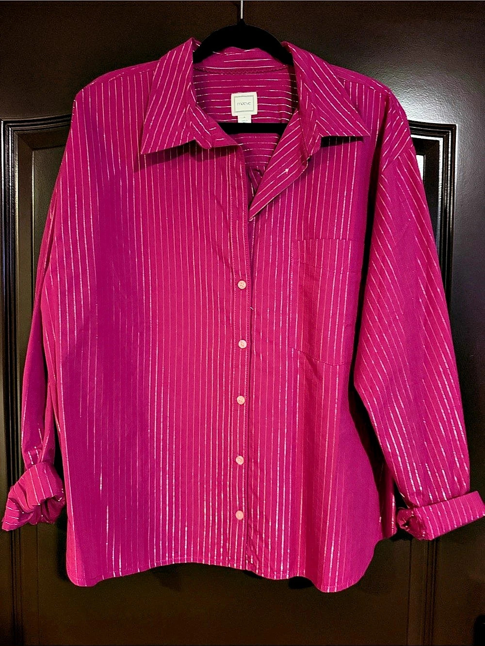 maeve Striped Button Down in Pink XL Like New